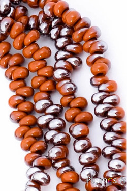 Perles en pierre - diam. 5 mm, trou 2 mm - marron-argenté